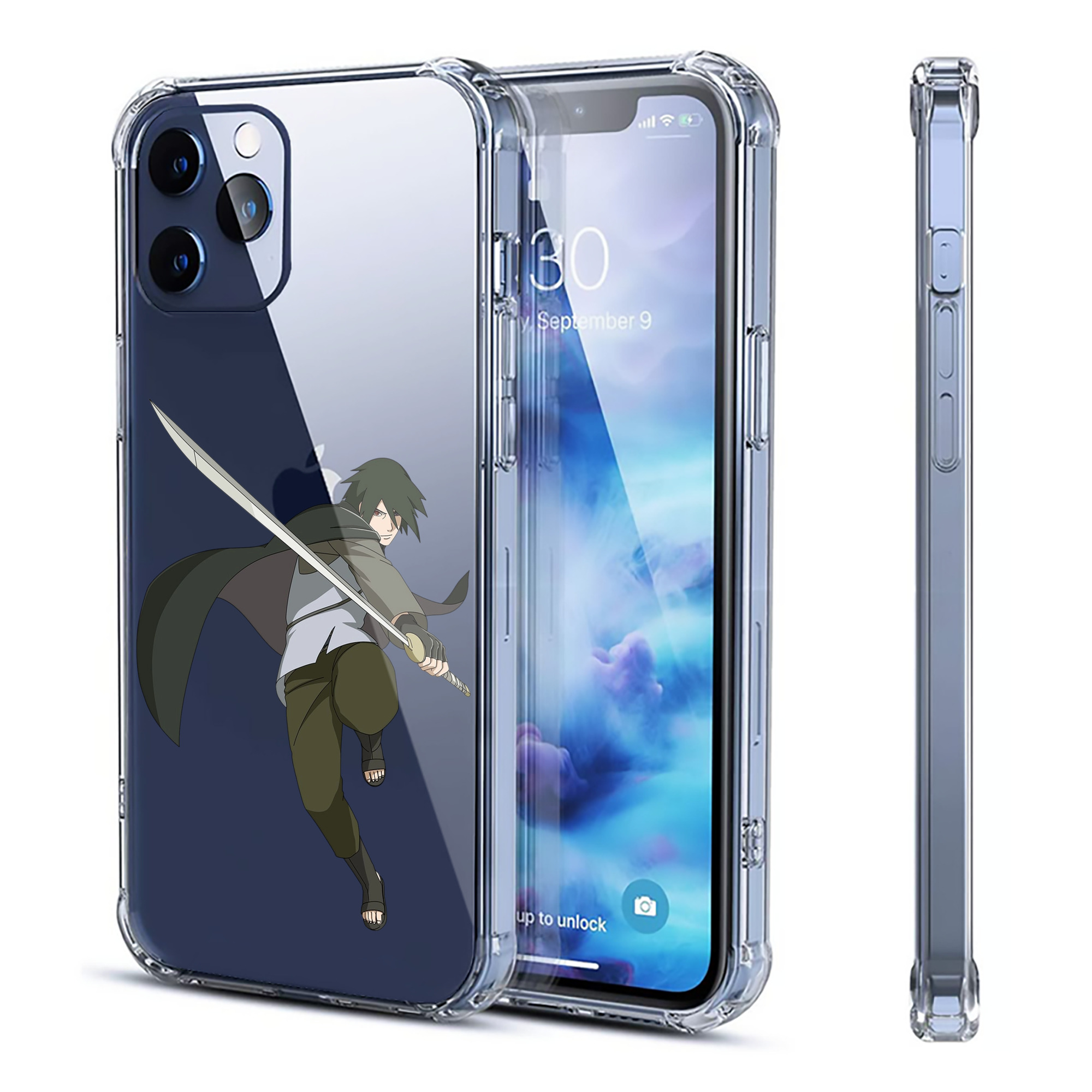 （画像用） NARUTO -ナルト- うちは サスケ Uchiha Sasuke 【iPhone 12シリーズ対応】透明スマホケース（クリアソフトケース）